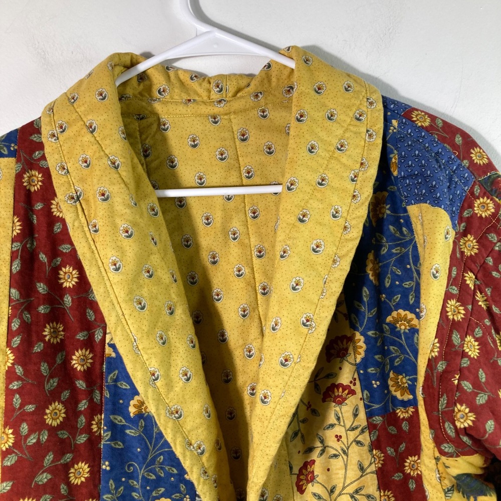 Handmade Quilted Reversible Patchwork Jacket Rooster‎ Sunflower Floral Print - Picture 4 of 6